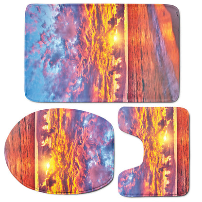 Maldives Sunset Print 3 Piece Bath Mat Set
