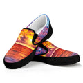 Maldives Sunset Print Black Slip On Sneakers