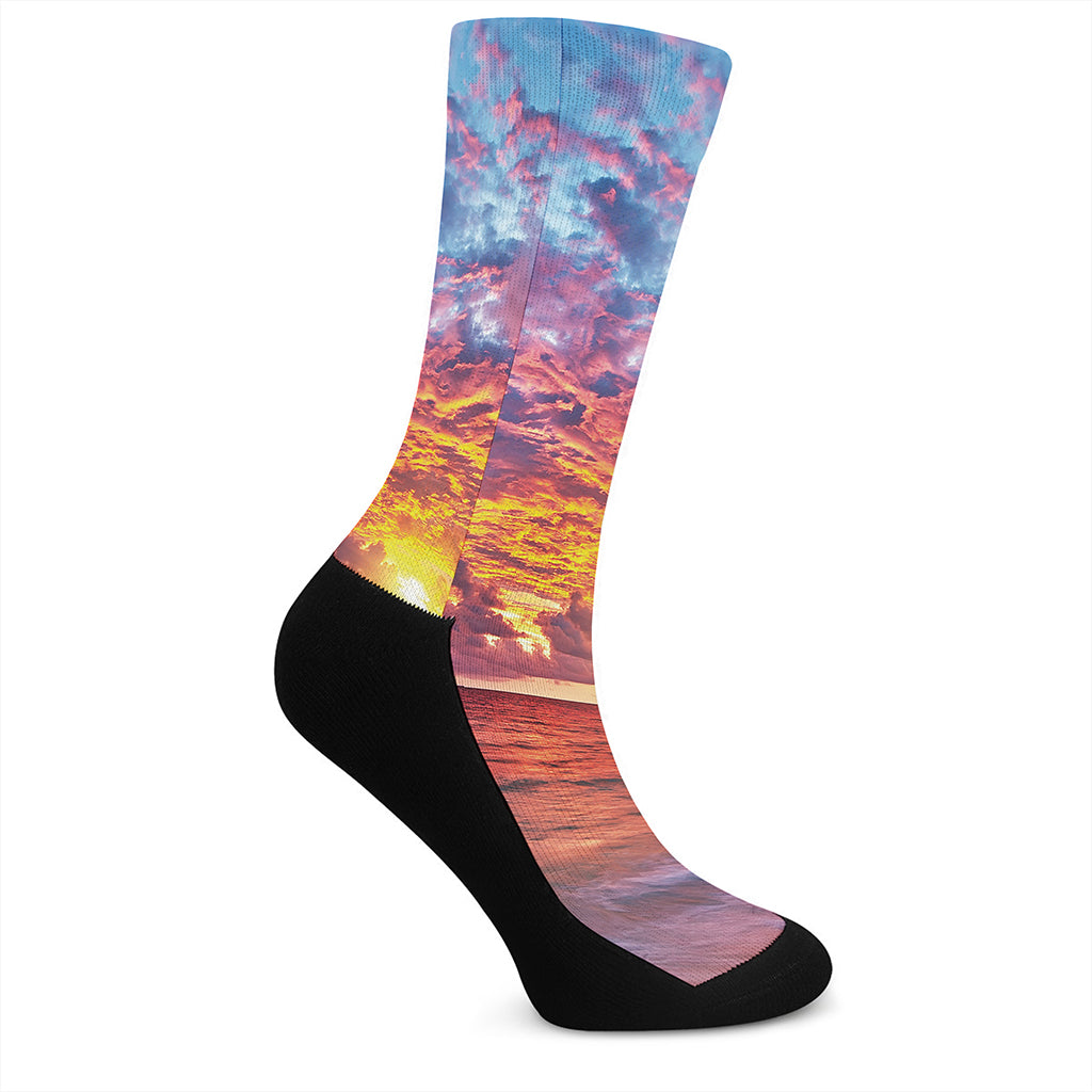 Maldives Sunset Print Crew Socks