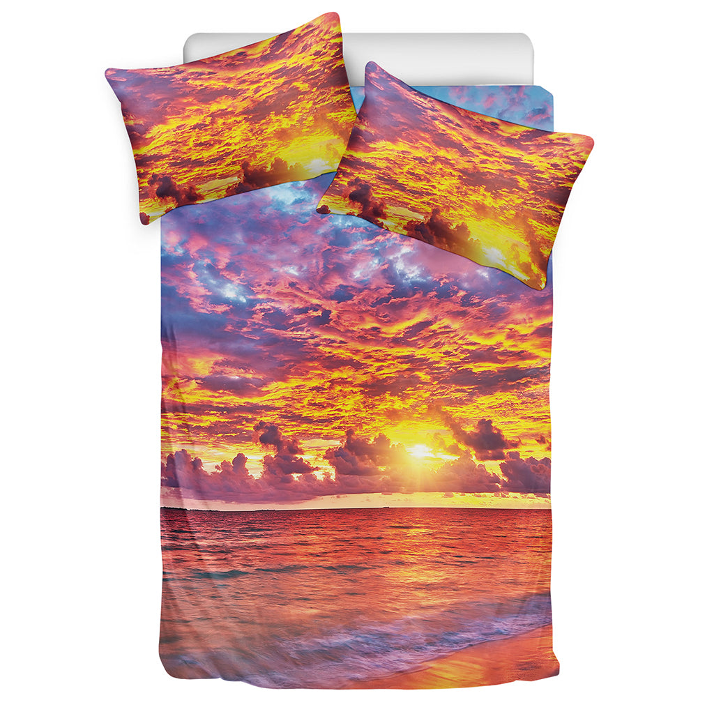 Maldives Sunset Print Duvet Cover Bedding Set