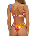 Maldives Sunset Print Front Bow Tie Bikini