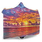 Maldives Sunset Print Hooded Blanket