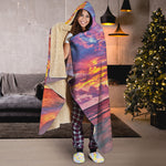 Maldives Sunset Print Hooded Blanket