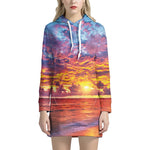 Maldives Sunset Print Hoodie Dress