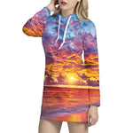 Maldives Sunset Print Hoodie Dress