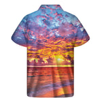 Maldives Sunset Print Men's Short Sleeve Shirt