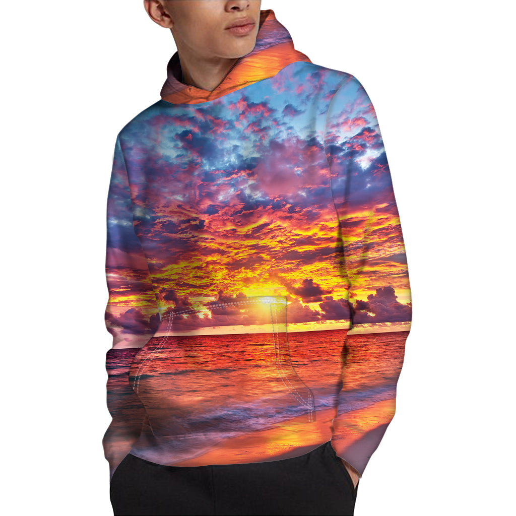 Maldives Sunset Print Pullover Hoodie