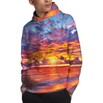 Maldives Sunset Print Pullover Hoodie
