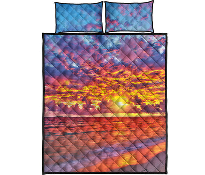 Maldives Sunset Print Quilt Bed Set