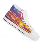 Maldives Sunset Print White High Top Shoes