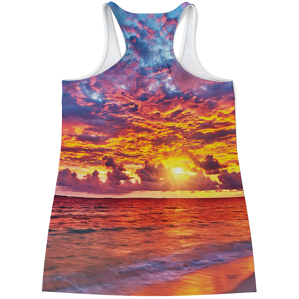 Maldives Sunset Print Women's Racerback Tank Top