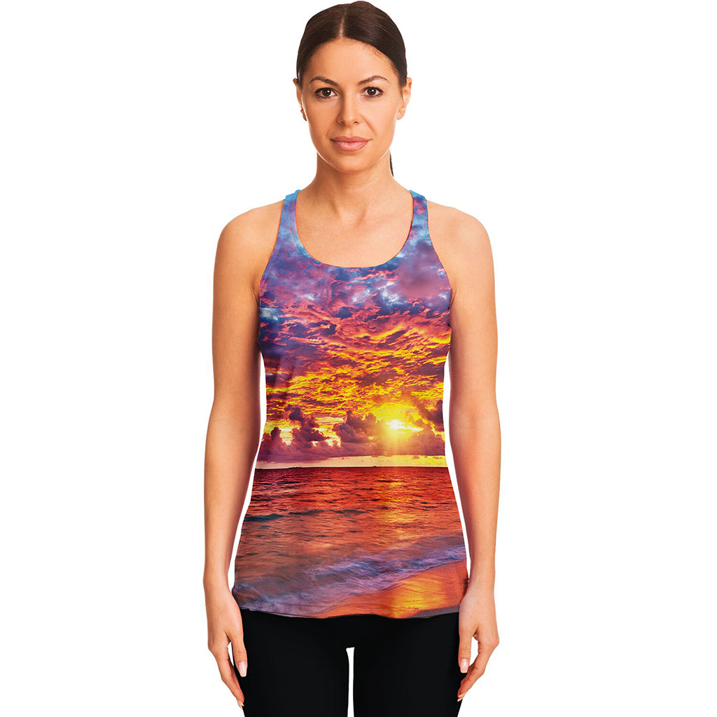 Maldives Sunset Print Women's Racerback Tank Top