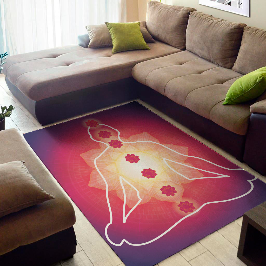 Mandala Chakras Aura Print Area Rug