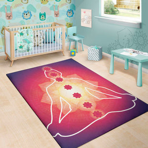 Mandala Chakras Aura Print Area Rug