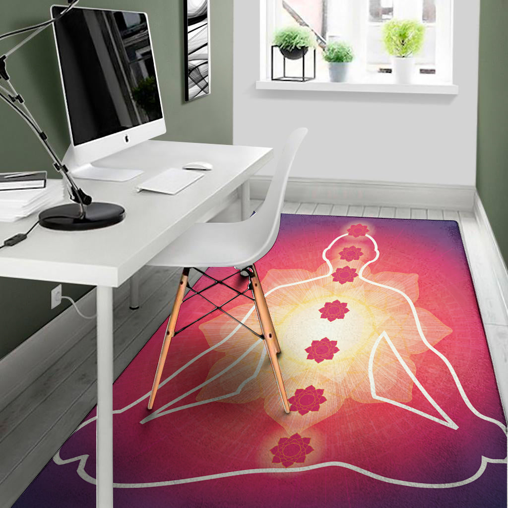 Mandala Chakras Aura Print Area Rug