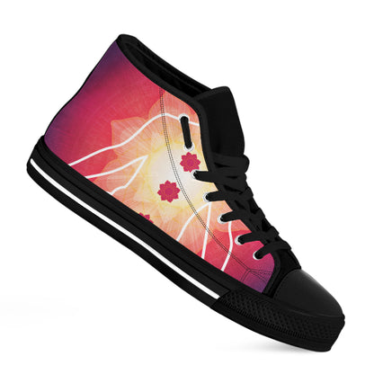 Mandala Chakras Aura Print Black High Top Shoes