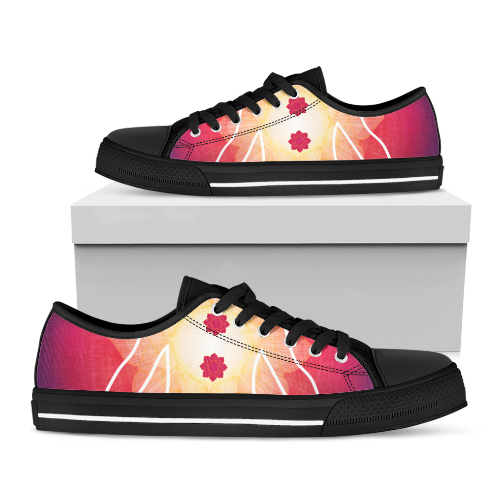 Mandala Chakras Aura Print Black Low Top Shoes 