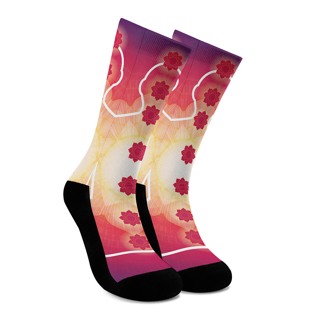 Mandala Chakras Aura Print Crew Socks