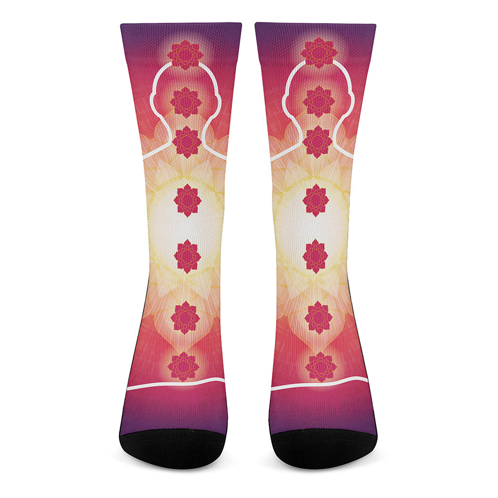 Mandala Chakras Aura Print Crew Socks
