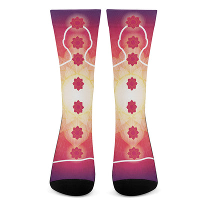 Mandala Chakras Aura Print Crew Socks