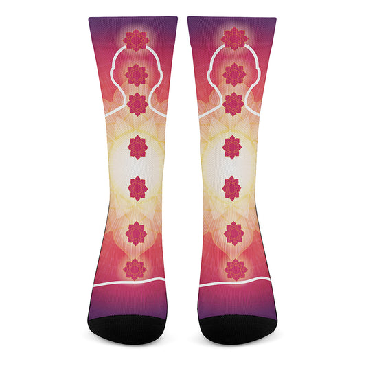 Mandala Chakras Aura Print Crew Socks