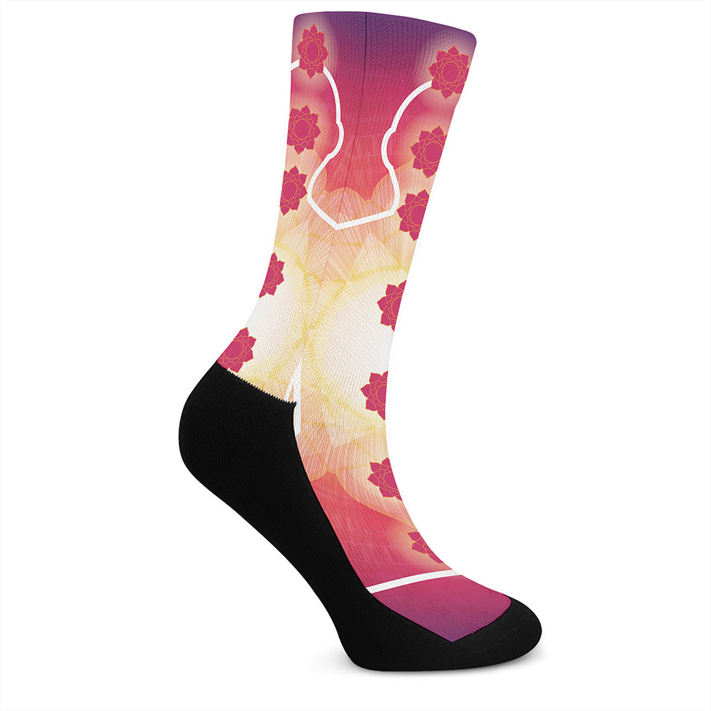 Mandala Chakras Aura Print Crew Socks