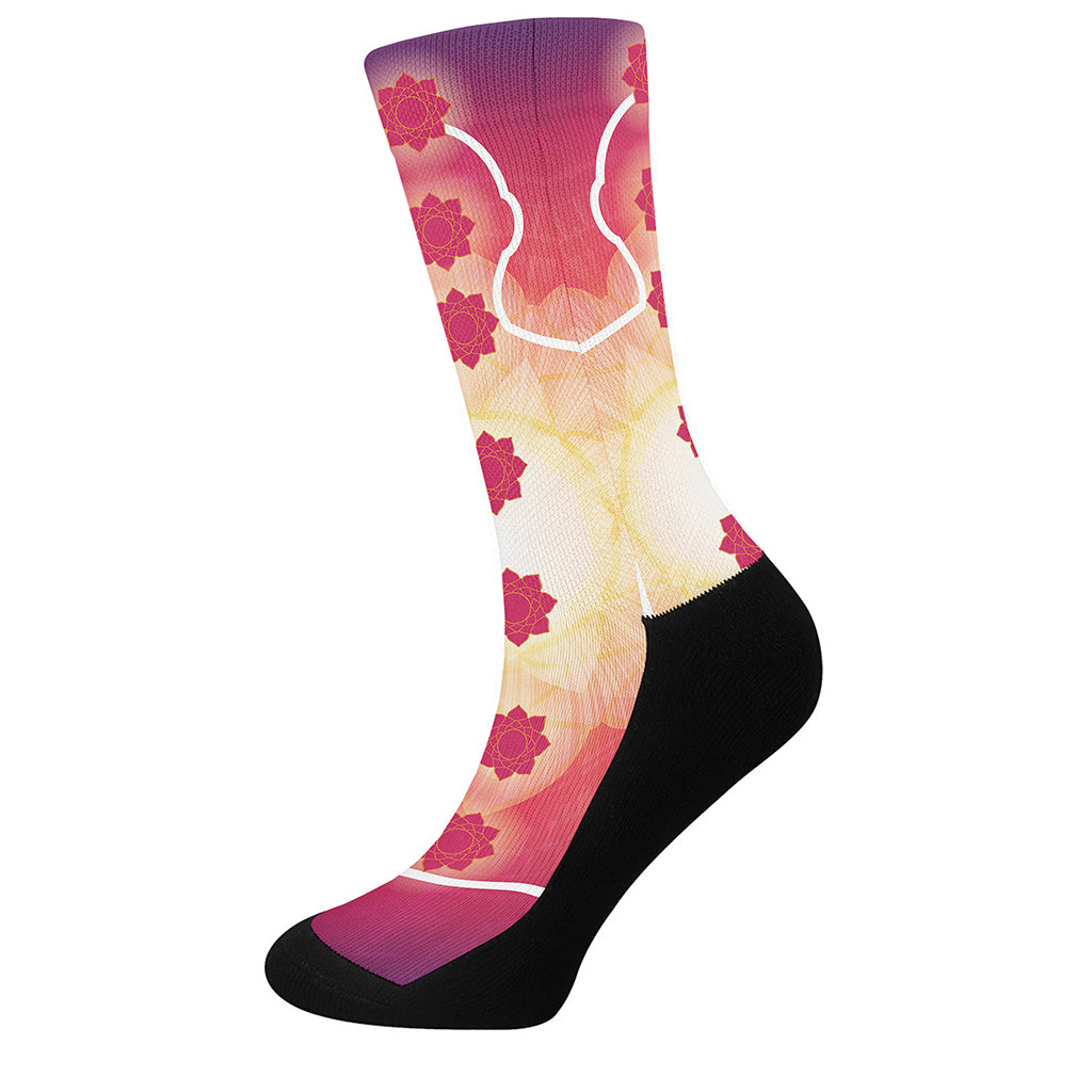 Mandala Chakras Aura Print Crew Socks
