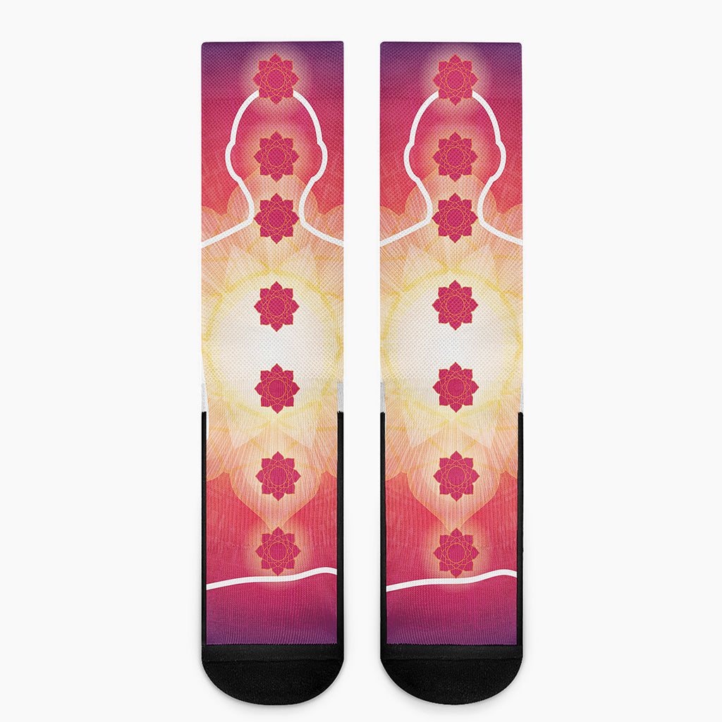 Mandala Chakras Aura Print Crew Socks