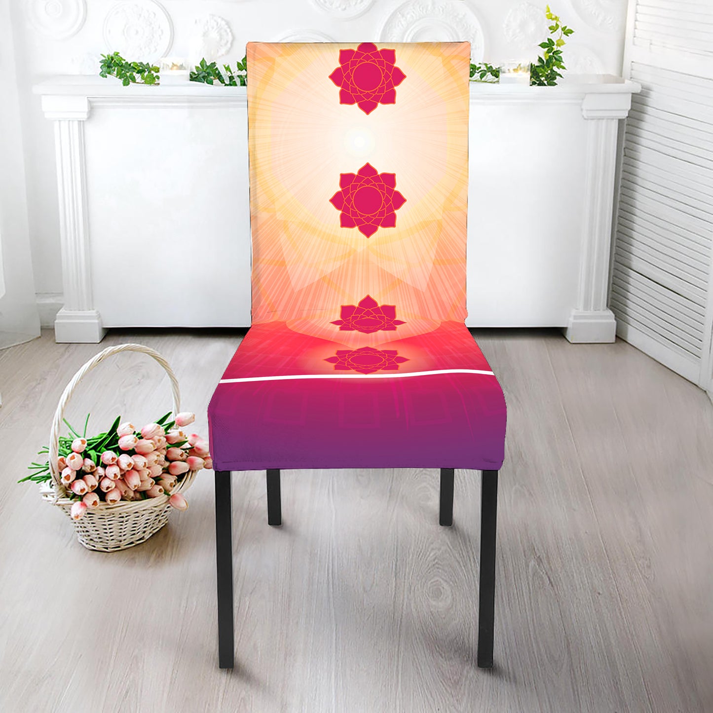 Mandala Chakras Aura Print Dining Chair Slipcover