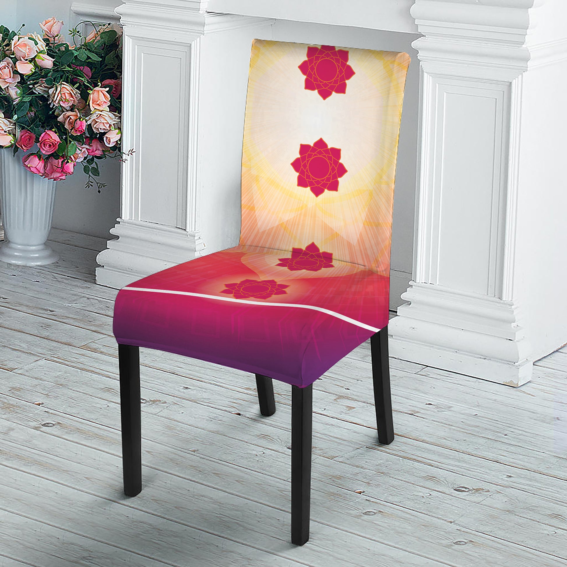 Mandala Chakras Aura Print Dining Chair Slipcover