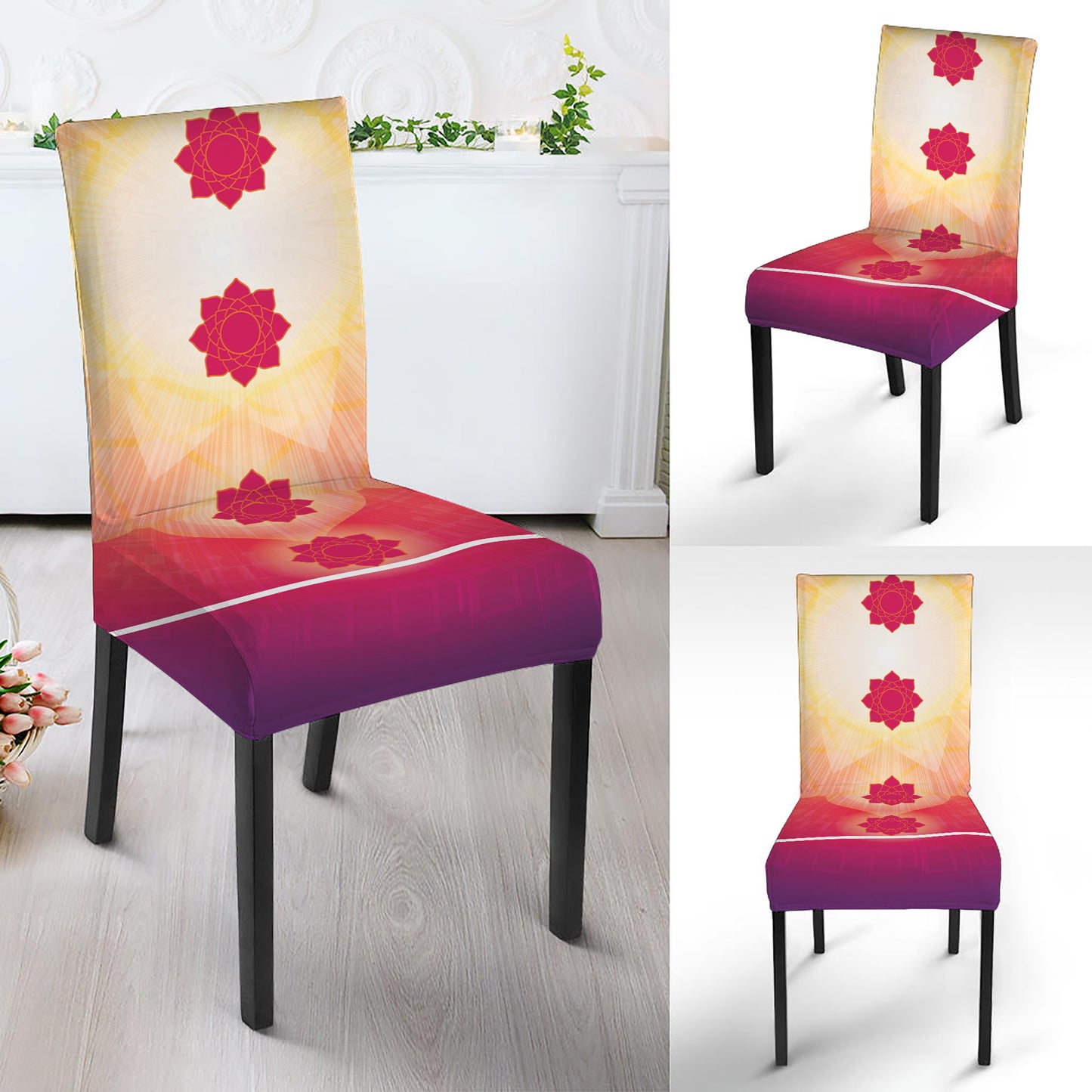 Mandala Chakras Aura Print Dining Chair Slipcover