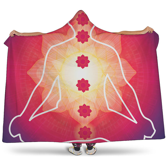 Mandala Chakras Aura Print Hooded Blanket