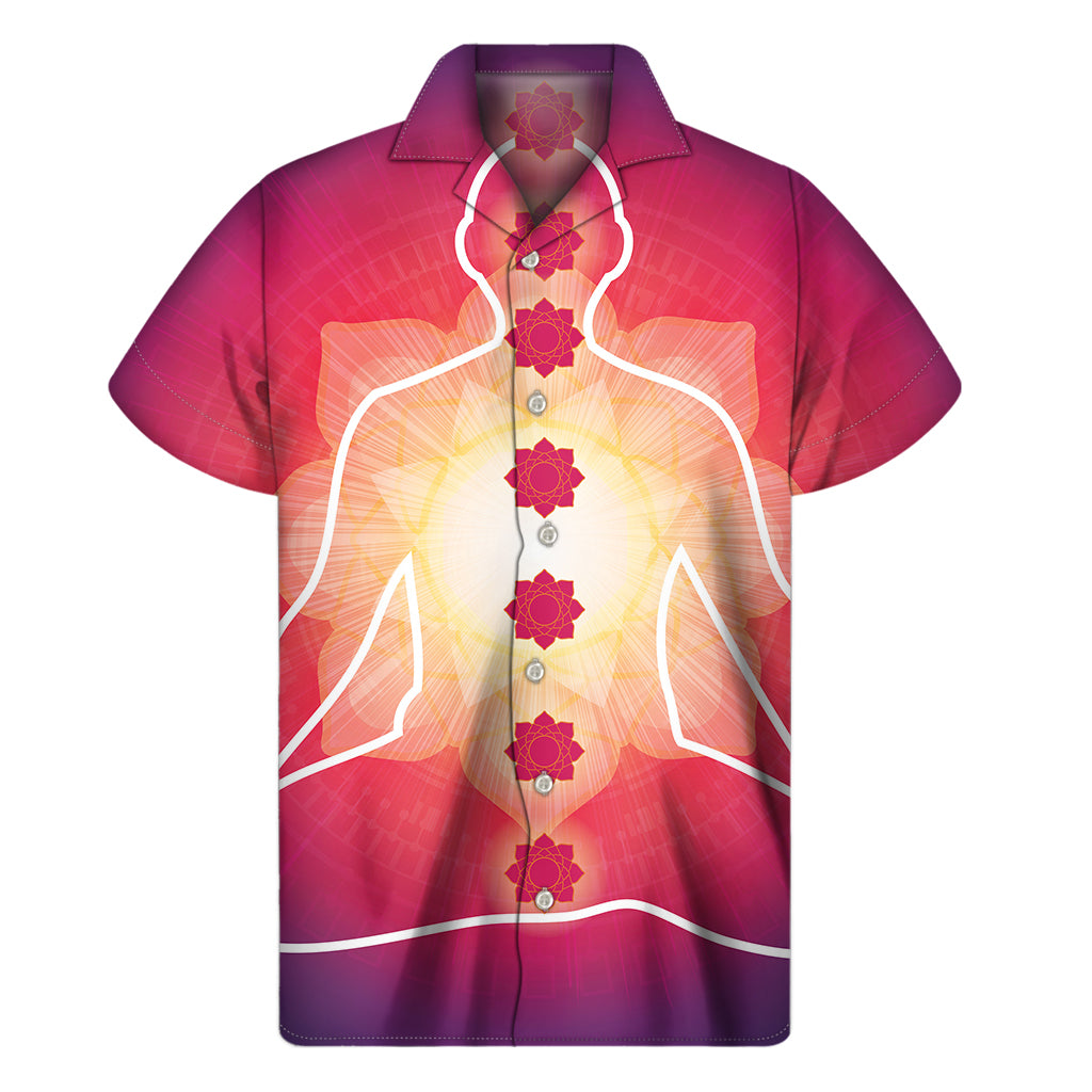 Mandala Chakras Aura Print Men's Short Sleeve Shirt