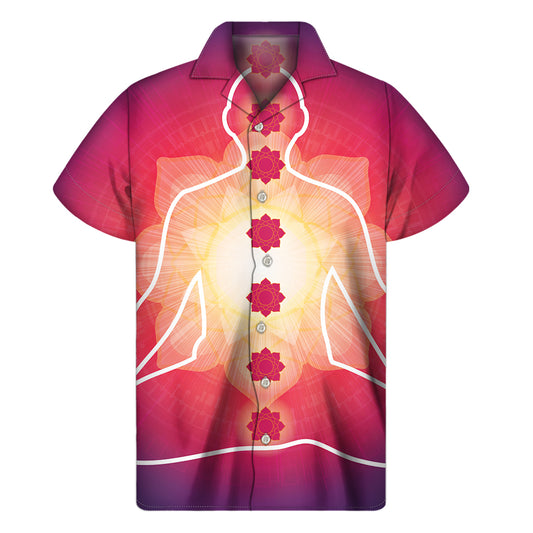 Mandala Chakras Aura Print Men's Short Sleeve Shirt
