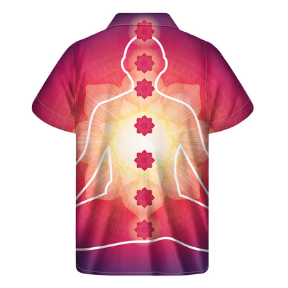 Mandala Chakras Aura Print Men's Short Sleeve Shirt