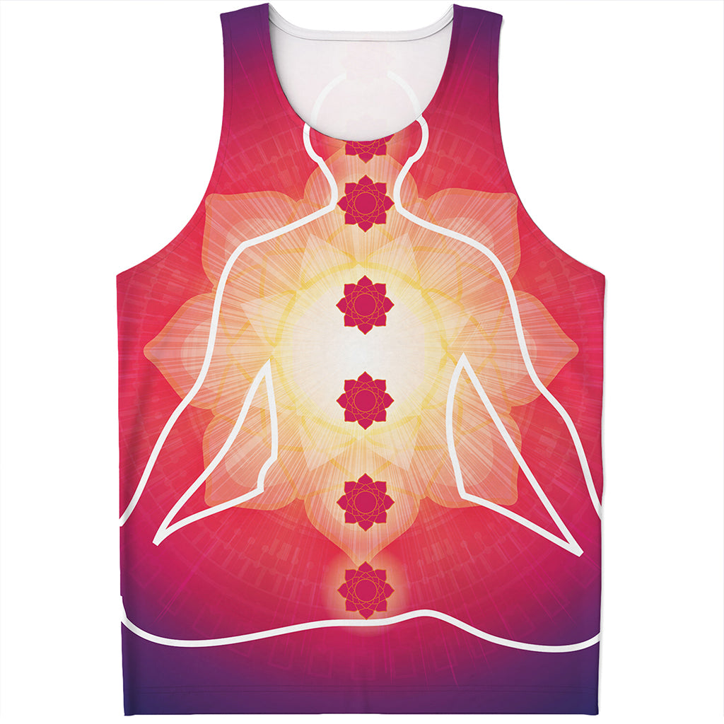 Mandala Chakras Aura Print Men's Tank Top