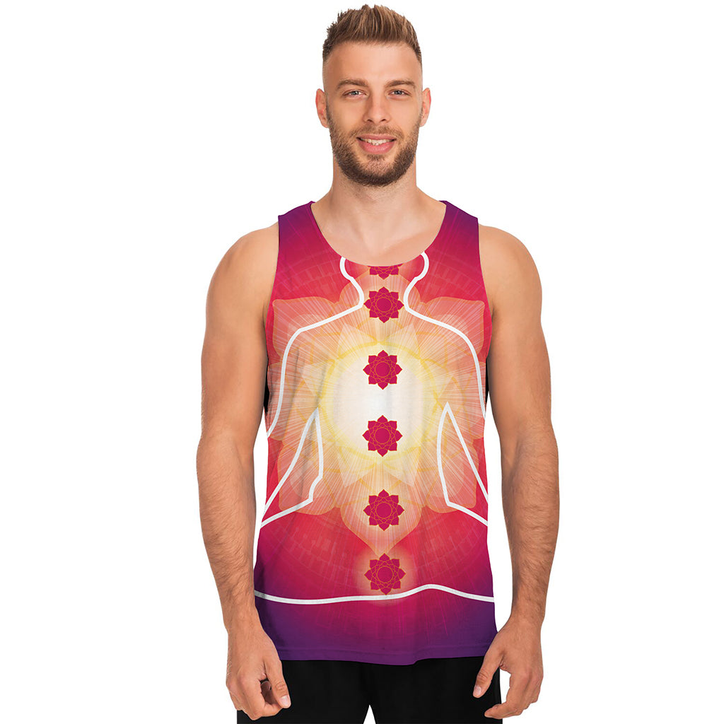 Mandala Chakras Aura Print Men's Tank Top