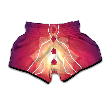Mandala Chakras Aura Print Muay Thai Boxing Shorts