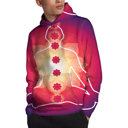 Mandala Chakras Aura Print Pullover Hoodie