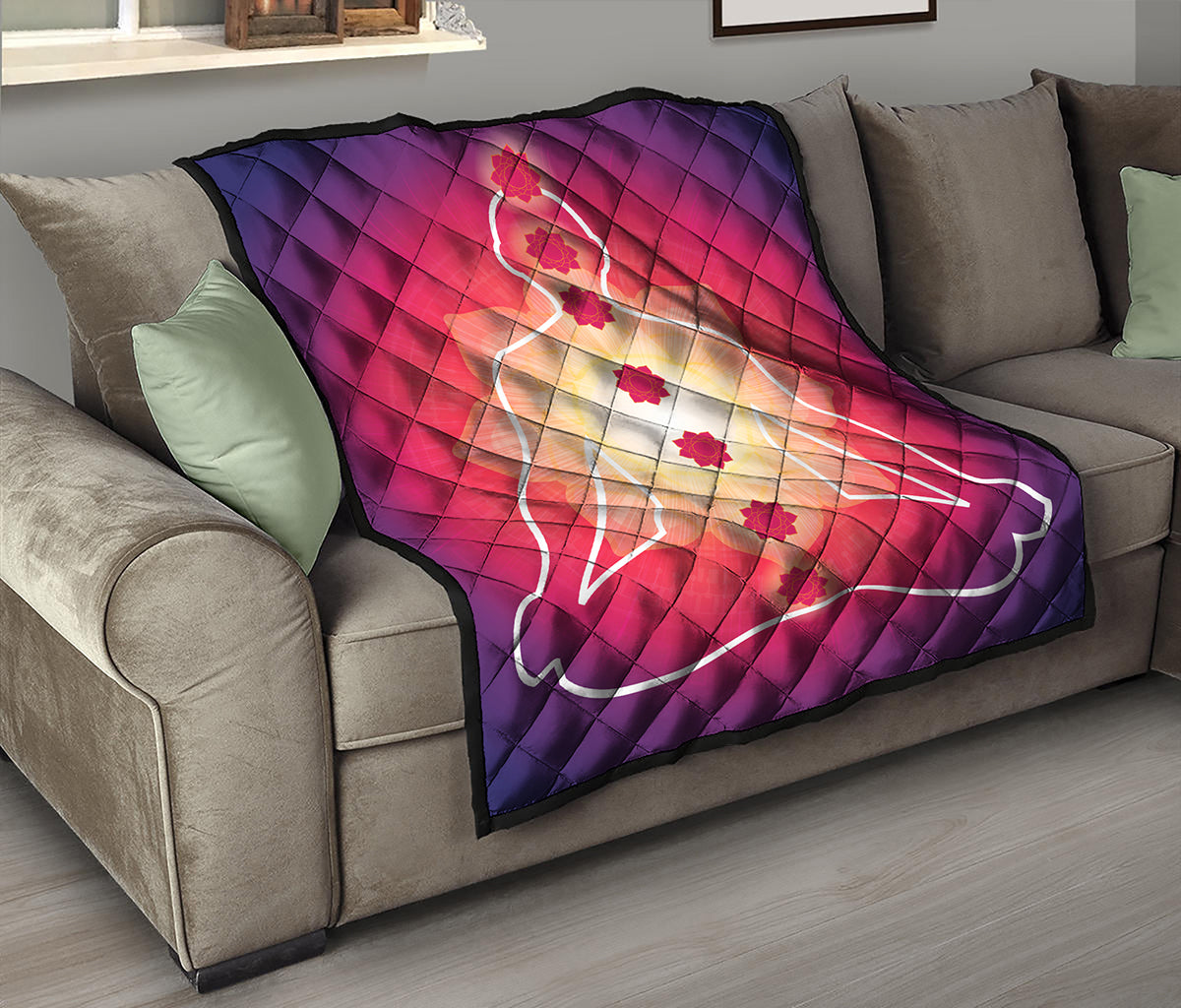 Mandala Chakras Aura Print Quilt