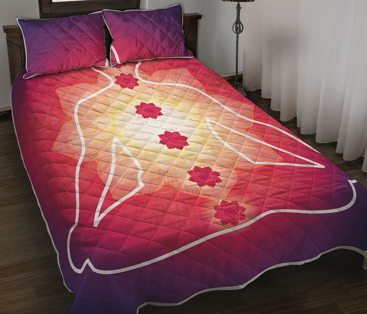 Mandala Chakras Aura Print Quilt Bed Set