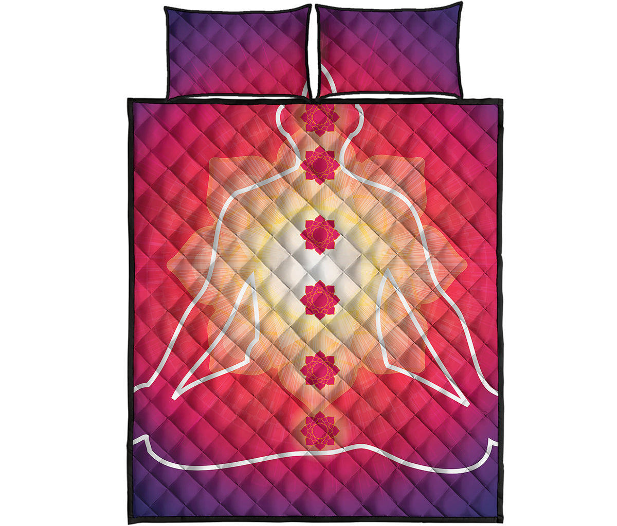 Mandala Chakras Aura Print Quilt Bed Set