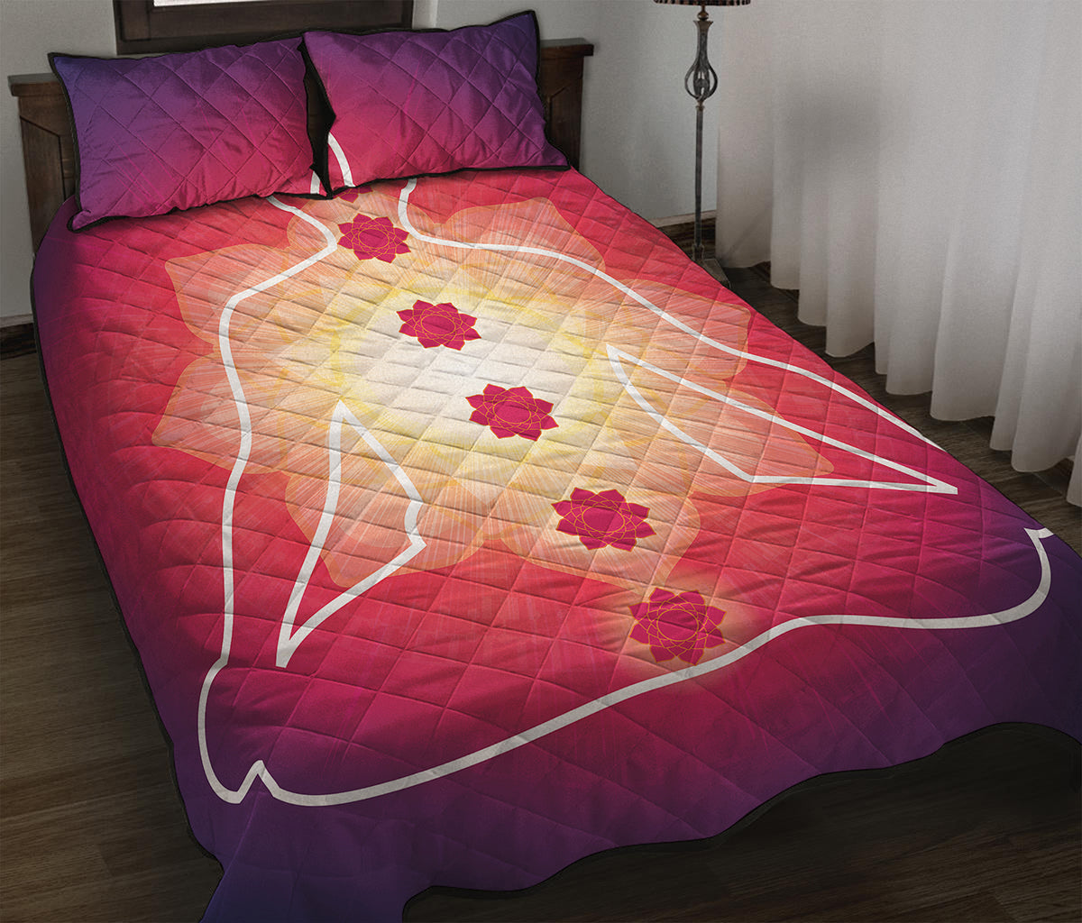 Mandala Chakras Aura Print Quilt Bed Set