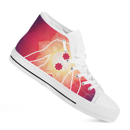 Mandala Chakras Aura Print White High Top Shoes