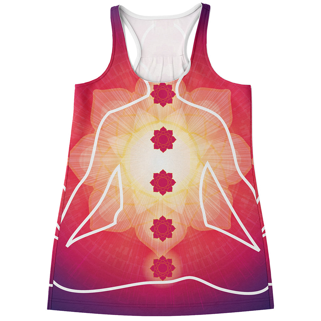 Mandala Chakras Aura Print Women's Racerback Tank Top