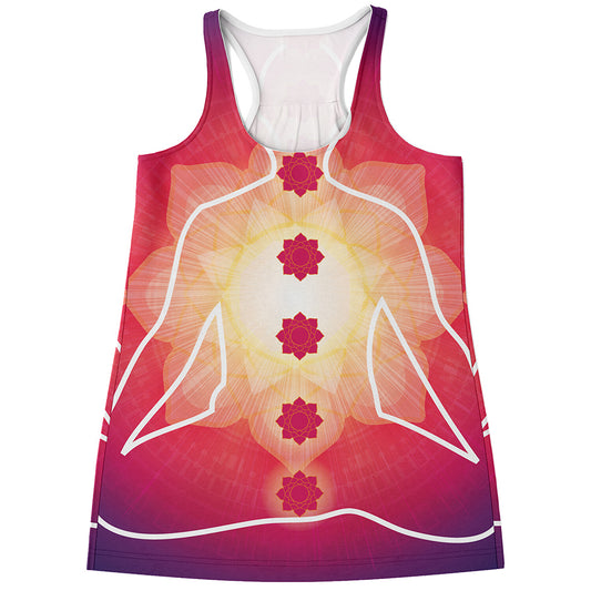Mandala Chakras Aura Print Women's Racerback Tank Top