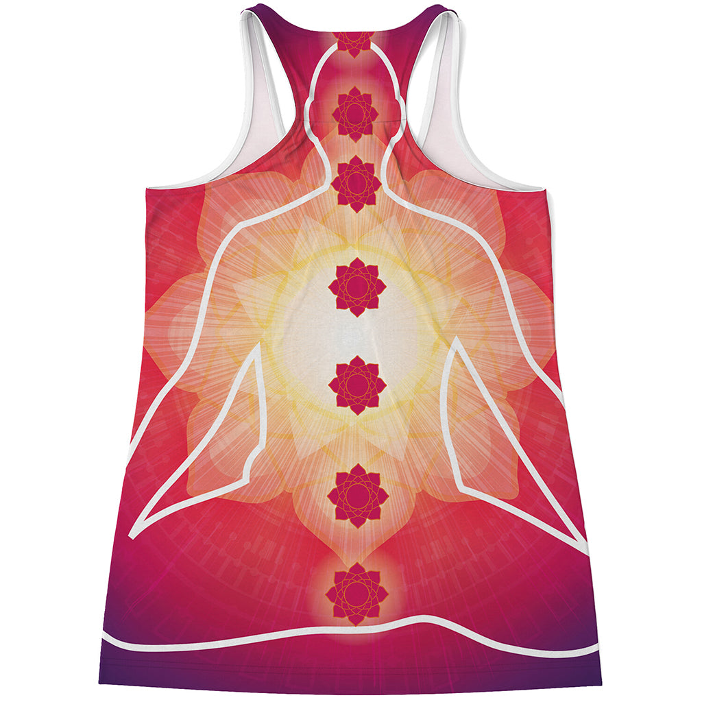 Mandala Chakras Aura Print Women's Racerback Tank Top