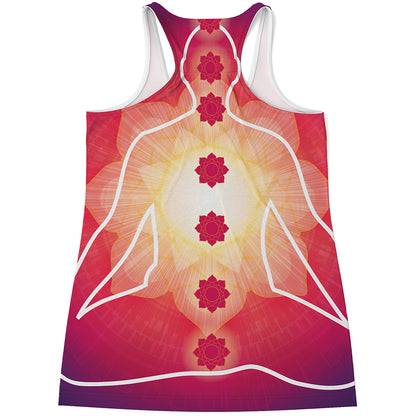 Mandala Chakras Aura Print Women's Racerback Tank Top