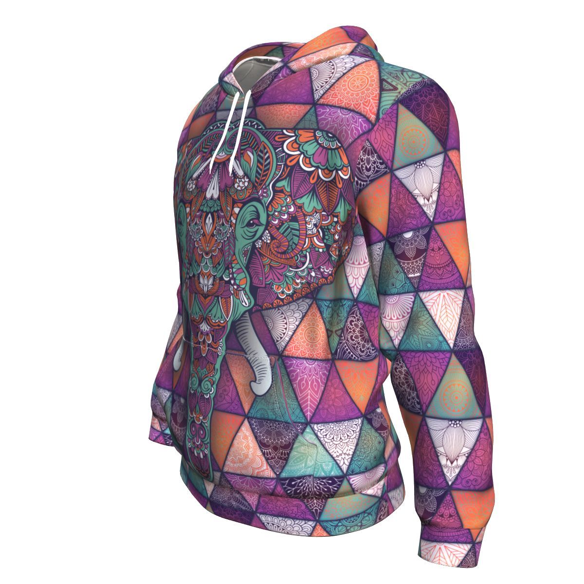 Mandala Elephant Colorful Pattern Print Unisex Pullover Hoodie GearFrost