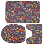 Mandala Floral Bohemian Pattern Print 3 Piece Bath Mat Set